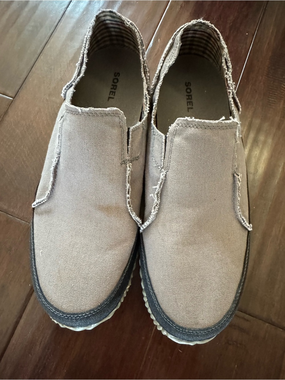 Sorel Men's Slip-On Canvas Loafers in Taupe and Black